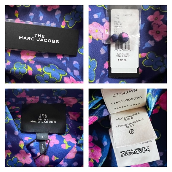New! Rare THE MARC JACOBS Logo Floral Silk Blouse Button-Up Shirt - Picture 6 of 6